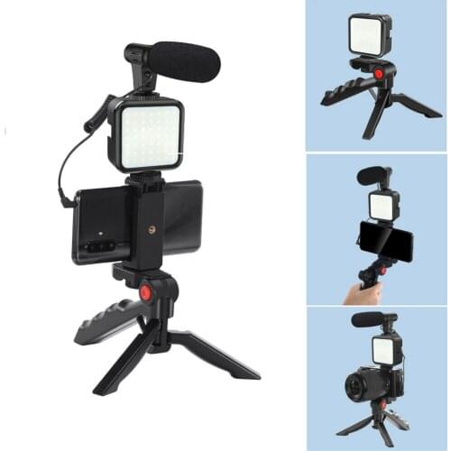 Smartphone Video Microphone Shooting Kit LED Light Stand for iPhone YouTube Live