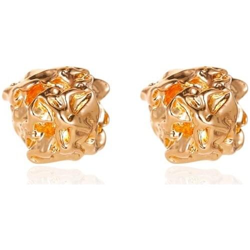 New fashion harajuku metal simple irregular pleated ear studs concave and convex earrings aesthetic accesories jewelry for women