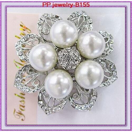 Wholesale Cheap prce(60pcs/lot)Silver plated Beautiful faux pearl Girls' wedding brooch pin