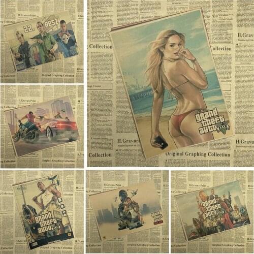 Grand Theft Auto San Andreas Classic game Kraft Paper Poster Bar Cafe Living Room Dining room Wall