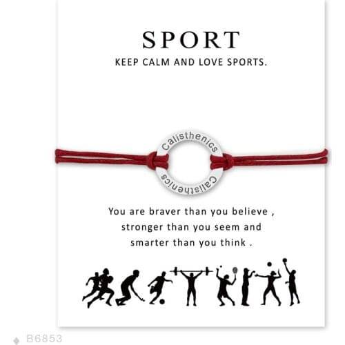 Girls Adjustable Sport Statement Jewelry with Card Silver Calisthenics Charm Bracelets for Women