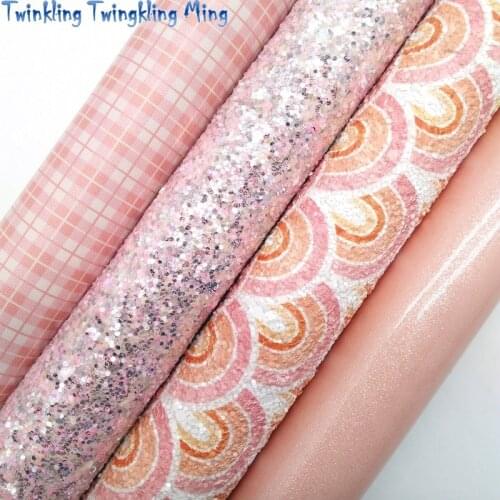 PINK Glitter Fabric, Velvet Faux Fabric, Weaving Synthetic Leather Fabric Sheets For Bow A4 21x29CM Twinkling Ming XM927