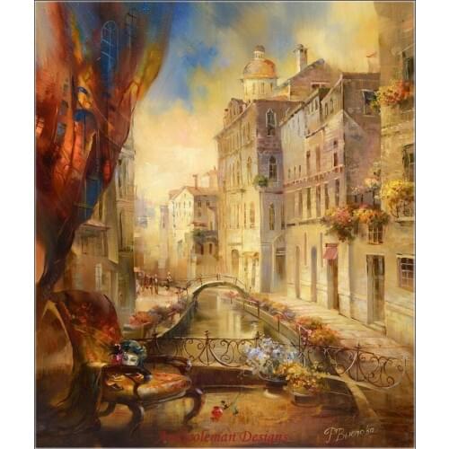 Needlework for embroidery DIY DMC High Quality - Counted Cross Stitch Kits 14 ct Oil painting - Grand Canal outside the window