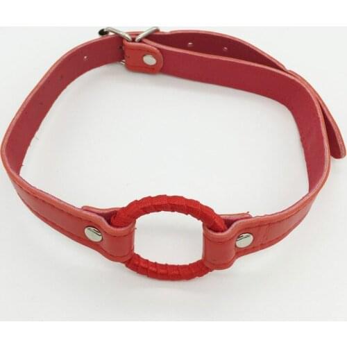 O Ring Open Mouth Gag Oral Fixation Mouth Gaged Red Leather Gag Sex Bondage Restraints Fetish Slave Gag Erotic Toy for Women