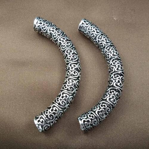 8MM 100% 925 Sterling Silver Vintage Tube Large Hole Tubular Spacer DIY For Bracelet Necklace accessories