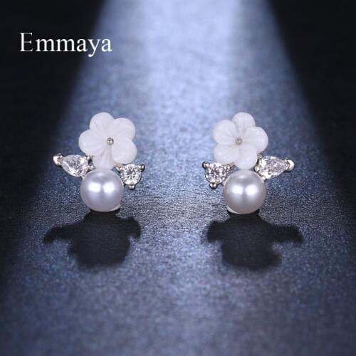 EMMAYA Charming New Design Cute Flower Cubic Zircon Delicate Stud Earring For Ladies Adorable Birthday Gift Colorful Jewelry