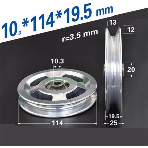 1pcs 10*114*19.5mm Aluminum Alloy All-metal Guide Wheel/Crane, Rolling Pulley for Big Bird Fitness Equipment and Apparatus