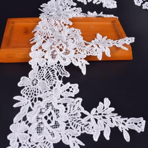 1 Yard White Lace FabricTape 17.5CM Wide Lace Trim DIY Embroidered For Sewing Decoration African Lace Fabric