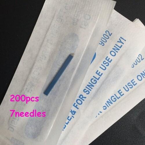 100 PCS 7 Pin Tattoo Needles Permanent Makeup Eyebrow Embroidery Blade For 3D Microblading Manual Tattoo Pen