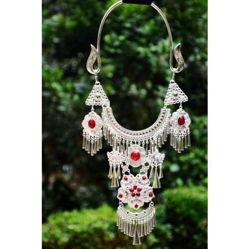 18 Designs Butterfly Elephant Ethnic Fashion Vintage Sweater Necklace Exaggerated Torque Miao Silver Unique Stage Show Accessory