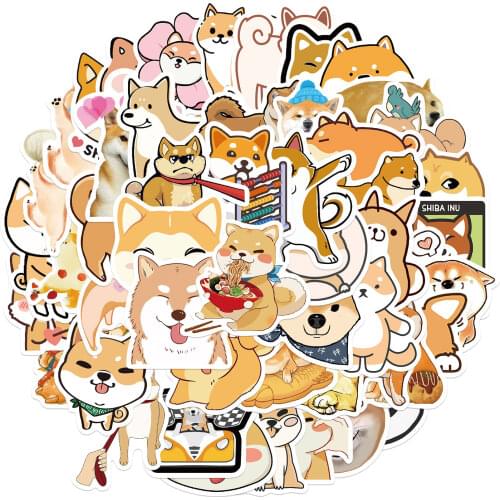 25/50PCS Cute Stickers Lovely Shiba Inu Akita Dog Stickers DIY Diary Scrapbook Cartoon Sticker for Luggage Mobile Phone Stickers