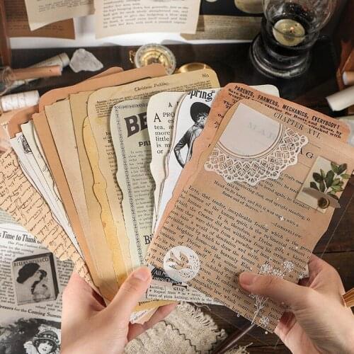 25sheets retro receipts nostalgic pages manuscript posters music score library material package sticker DIY planner scrapbooking