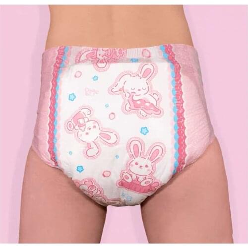 20Pcs ABDL adult baby diapers DDLG bebe cute pink powder rabbit ultra-thick diaper daddy lover high-absorption Diapers Free Diap