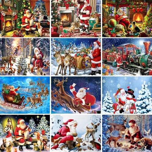 5D Diamond Painting Cartoon Christmas Gift Full Square Diamond Embroidery Picture Of Rhinestones Wall Art Christmas Home Decor