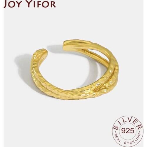 925 Sterling Silver New Simple Design Bump Arrow Gold Color Rings Retro Distressed Opening Handmade Ring Fashion Fine Jewelry