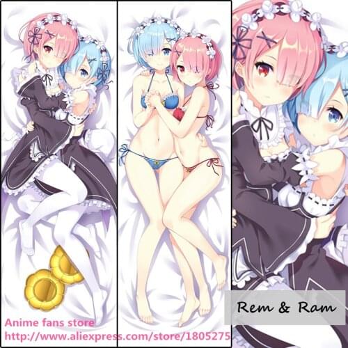 Anime Re:Zero kara Hajimeru Isekai Seikatsu Rem & Ram Cute Japanese Pillowcase Pillow Case Cover decorative Hugging Body Bedding