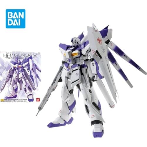 Bandai Gundam Model Kit Assemble Figure MG RX-93-v2 Hi-v Gundam Ver.ka Anime Japanese Animation Action Dolls Childrens Toys