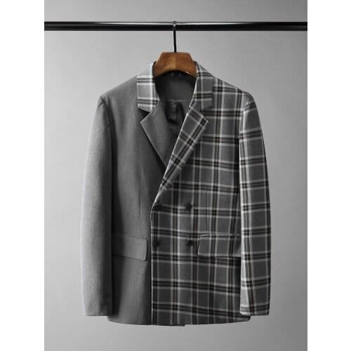 21N Herbst Herren Blazer Luxus Plaids Zweireiher Blazer Mode Lose Partei Mann Blazer 3XL