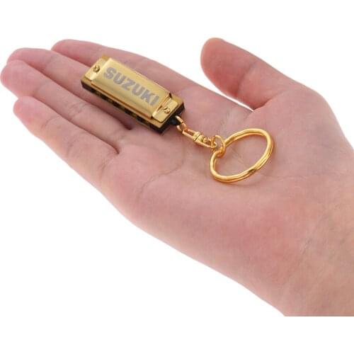 Suzuki Harmonica Mini 5 Holes 10 Tone Harmonica Keychain Key of C Golden Woodwind Instruments
