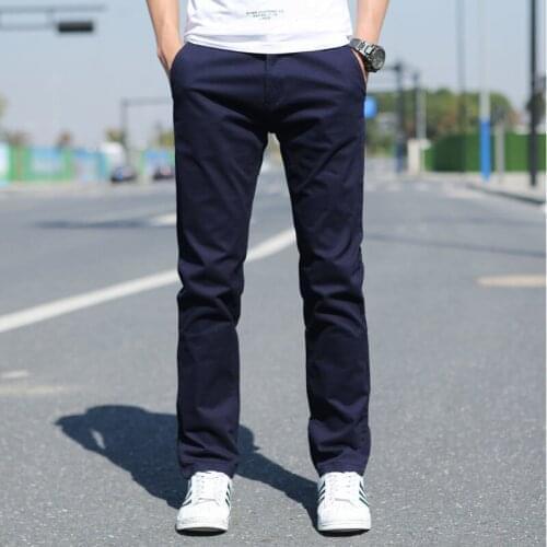 Mens pants casual pants summer thin style trend versatile young mens work business pants loose straight elastic