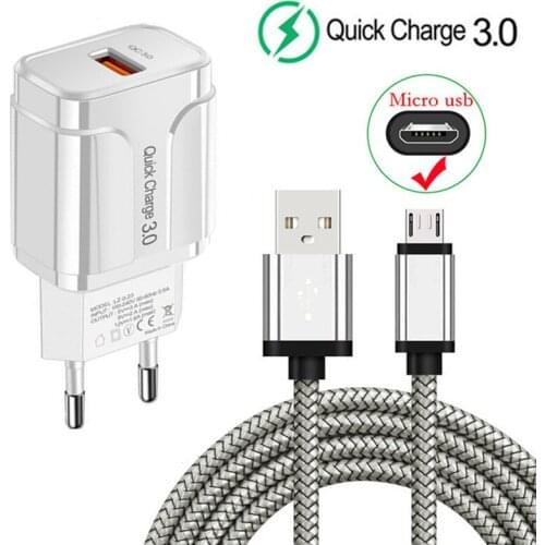 Oppo F7 A15 Realme C15 Phone Fast Charger QC 3.0 2M Long Micro USB Charge Cable For Samsung Galaxy A10 A02 Xiaomi Redmi 7A 4X 3s