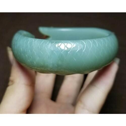 H26#Russian material Hetian jade powder green jasper fish bracelet