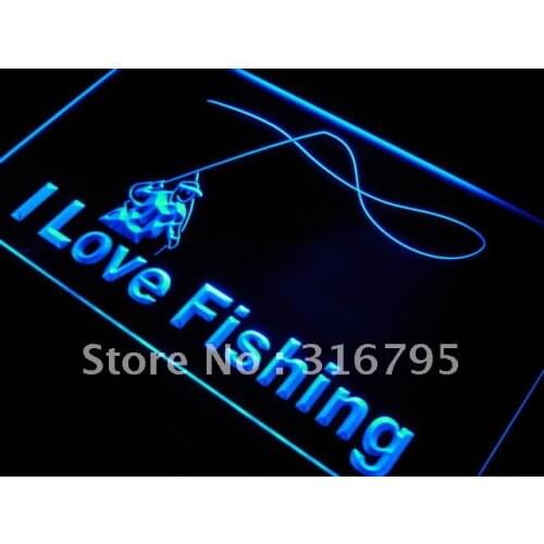 I740 I Love Fishing Fish Sport Bar LED Neon Light Light Signs On/Off Switch 20+ Colors 5 Sizes