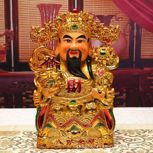 Ceramic Plating Caishen Guanyin Guan Gong Gold-plated Sitting Fortuna Ornaments Ceramic Guanyin Ornaments Room Decoration