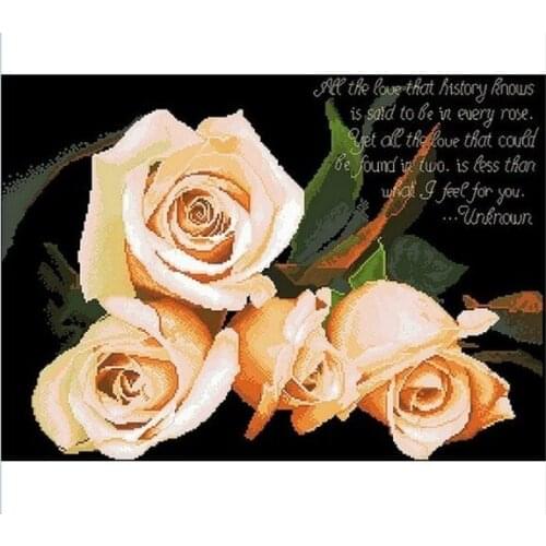 Embroidery Package Hot Sell Best Quality Cross Stitch Kits Champagne Flower Rose Free Shipping