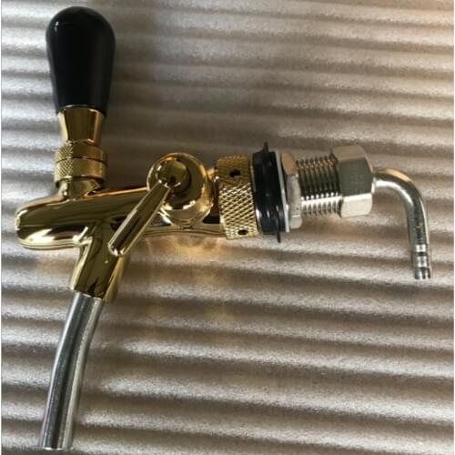 Draft Beer tap faucet, Adjustable Faucet with golden plating,- Keg Tap Kegerator Spout Homebrew Beer G5/8