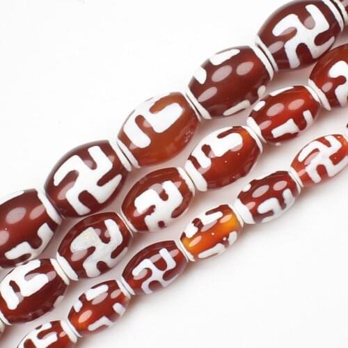 Red 8-16mm Tibet Dzi agates Drum shape Beads,For DIY Necklace Bracelat Jewelry Making