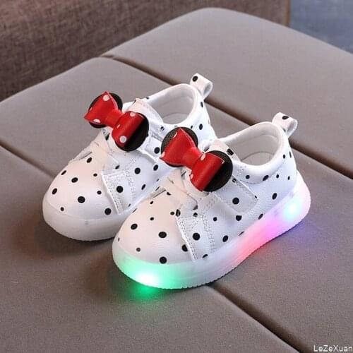 Brand Mickey Mouse kids shoes boys girls led luminous Toddler sport sneakers baby children kids casual PU sneakers