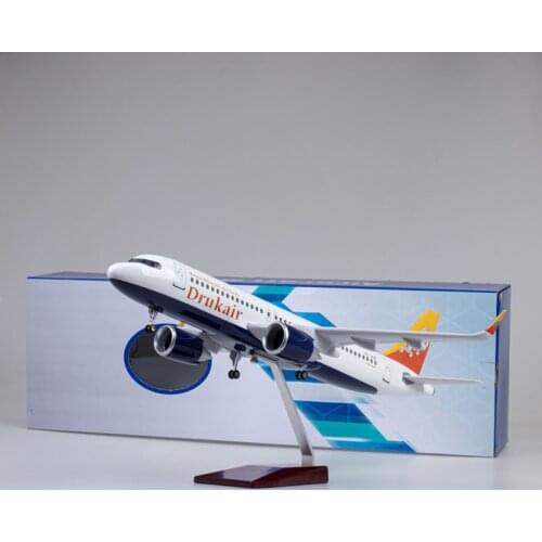 Diecast 1/80 47CM Airplane 320NEO A320 NEO Air Bhutan Drukair Airlines Model Light & Wheel Landing Gear Resin Plane Model Toys