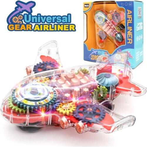 Airplane Model Toy Transparent Acryli Material Universal Gear Airliner With Light And Music Medium Size Three-gear Switch Unisex