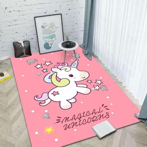 Cartoon Pink Unicorn 3D Printing Mat/Rug Soft Flannel Kids Play Area Rugs Child Room Carpets for Living Room Home Decor Carpet