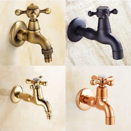 Wall Mounted Half Inch Thread 4 Colors Finishing Brass Bib Tap used in Bathroom and Washing Machine L17033