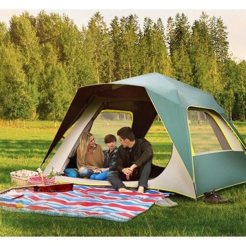 4-6 Person Automatic Camping Tent Easy Setup Speed Open Tent Two Layer Rainproof Anti-UV Hiking Beach Travel Family Large Tent