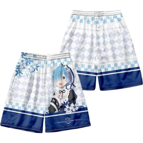 Re Zero Ram Rem Anime Beach Shorts Kara Hajimeru Isekai Seikatsu Swimwear Beach Pants Warm Shorts Swimming Surfing Board Shorts
