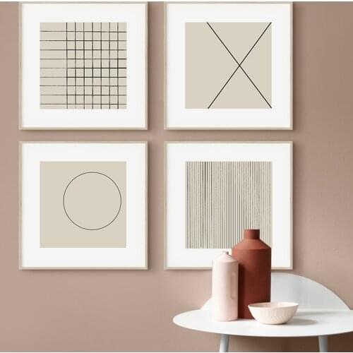 Simple modern abstract black and white lines Nordic porch murals poster picture print canvas decorative picture