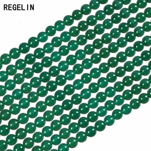 REGELIN Natural Stone Beads 4/6/8/10/12/14mm Round Green Crystal Quartz Bead Loose Beads 1strip DIY Jewelry Findings