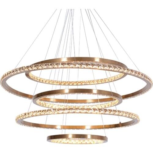 Modern Gold Ring Crystal Pendant Lights Living Room Bedroom Nordic Dining Room Led Study Room Bar Pendant Lamps Deco Lighting