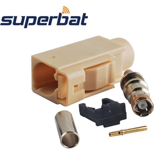 Superbat 10pcs Fakra Code I Beige/1001 Connector Crimp Jack Female for Bluetooth for RG316,RG174,LMR100 Cable