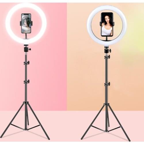 26cm Ring Light LED Photo Studio Dimmable Camera Lamp for Video Youtube Makeup VK Selfie with 160cm Tripod Phone Holder Stand