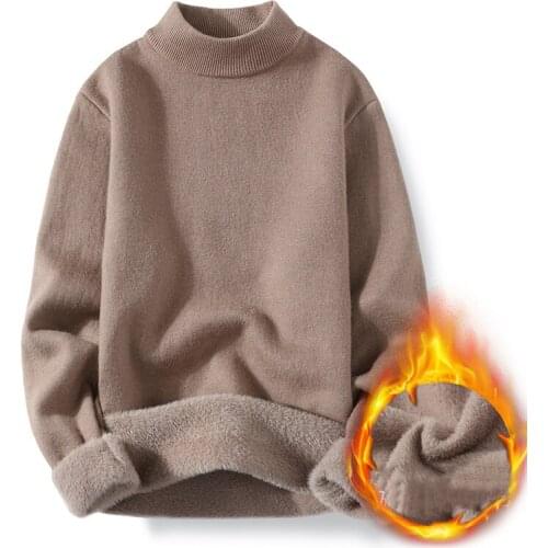 Winter High Neck Thick Warm Sweater Men Turtleneck Male Wool Sweaters Slim Fit Pullover Men Knitwear Male Double Collar