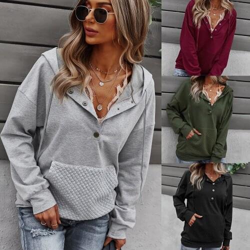 Autumn Womens Hoodies Full Sleeve Solid Color Hooded Pockets Outwear Winter Coats Casual Female Sweatshirts Tracksuits C3007