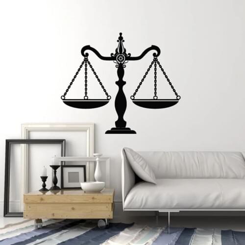Vinyl Wall Decal Scales Of Justice Legislation Court Law Office Studio Interior Decor Window Stickers Art Mural Removable M777