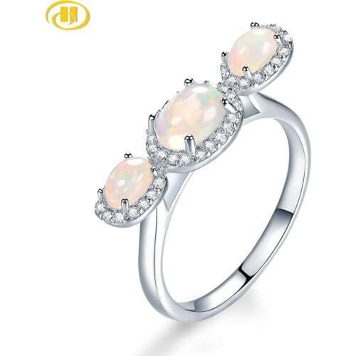 Hutang 1.ct Opal Jewelry Natural Natural Gemstone 925 Sterling Silver Trendy Ring For Best Friends Gift