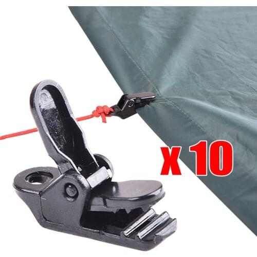 10Pcs Tent Pull Point Clip Outdoor Camping Tent Alligator Clamp Pull Point Hook Buckle Awning Crocodile Holder Snap Outdoor Tool