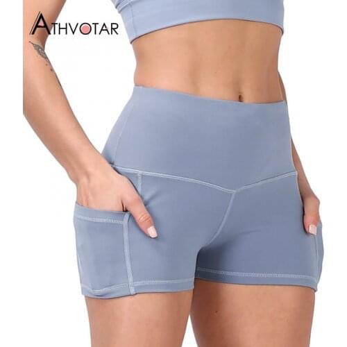 ATHVOTAR Seamless Shorts Womens Summer High Waist Gym Running Short Leggings Fitness Elasticity Workout Shorts Women