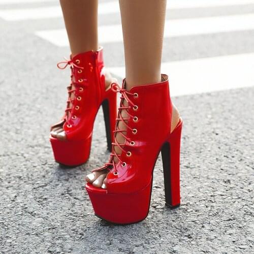 Platform High Super Sandals Women Patent Leather Stripper Heels Woman Summer Shoes Gladiator High Heel Ladies Party Shoes